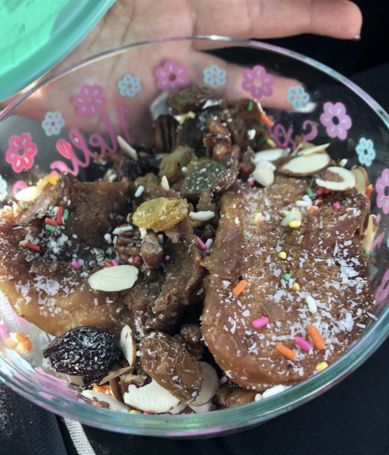 Traditional capirotada bread pudding from Barrera's panaderia